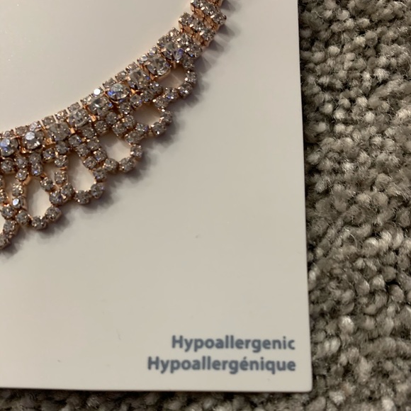 Rose Gold Diamond Necklace & Earrings Set $10 (NWT) ‼️CLOSET CLEAR OUT‼️ - Picture 2 of 7